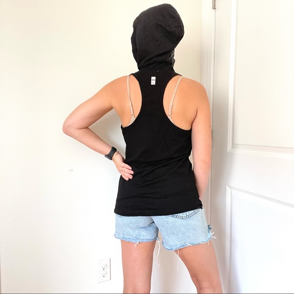 MEETING Draped Front Racer Bach Hooded Tank with Kangaroo Pocket - Picture 12 of 12